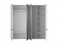 Šatníková skriňa so zrkadlom Azteca SZF2D2L/21/22 - biela / biely lesk / wenge magia