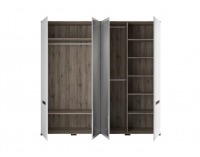 Šatníková skriňa so zrkadlom Azteca SZF2D2L/21/22 - dub san remo / biely lesk / wenge magia