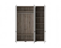 Šatníková skriňa Azteca SZF3D/21/18 - dub san remo / biely lesk / wenge magia