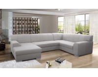 Rohová sedačka U s rozkladom Bolzano-U P - béžovosivá / satyna