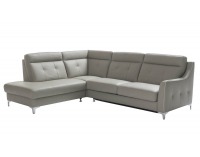 Kožená rohová sedačka s rozkladom Camomilla L - sivá / čierna