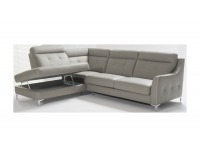 Kožená rohová sedačka s rozkladom Camomilla L - sivá / čierna