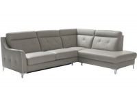 Kožená rohová sedačka s rozkladom Camomilla P - sivá / čierna