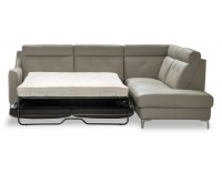 Kožená rohová sedačka s rozkladom Camomilla P - sivá / čierna