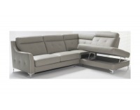 Kožená rohová sedačka s rozkladom Camomilla P - sivá / čierna