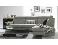 Kožená rohová sedačka s rozkladom Camomilla P - sivá / čierna