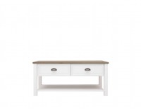 Konferenčný stolík so zásuvkami Cannet LAW/110 - biela / dub canyon monument / biela matná