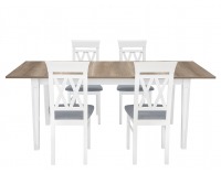Rozkladací jedálenský stôl Cannet - biela / dub canyon monument