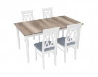 Rozkladací jedálenský stôl Cannet-T - biela / dub canyon monument