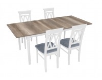 Rozkladací jedálenský stôl Cannet-T - biela / dub canyon monument