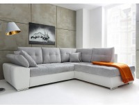 Rohová sedačka s rozkladom Carl II Lux P - svetlosivá / biela
