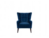 Kreslo (ušiak) Casey - tmavomodrá / drevo (TX023)