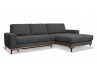 Rohová sedačka s rozkladom a úložným priestorom Casper L/P - tmavosivá / prírodná / čierna