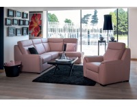 Kožená rohová sedačka s rozkladom Clivia P - ružová