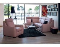 Kožená rohová sedačka s rozkladom Clivia L - ružová