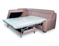 Kožená rohová sedačka s rozkladom Clivia L - ružová