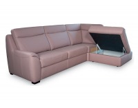 Kožená rohová sedačka s rozkladom Clivia P - ružová