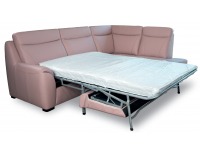 Kožená rohová sedačka s rozkladom Clivia P - ružová