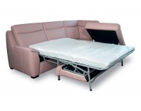 Kožená rohová sedačka s rozkladom Clivia P - ružová