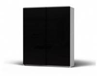 Šatníková skriňa s posuvnými dverami Colin 183 - biela / lak čierny lesk