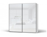 Šatníková skriňa s posuvnými dverami Colin 220 - biela / lak biely lesk