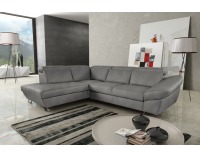 Rohová sedačka s rozkladom a úložným priestorom Denver L - sivá / chróm