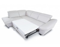 Rohová sedačka s rozkladom a úložným priestorom Denver L - sivá / chróm