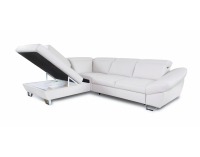 Rohová sedačka s rozkladom a úložným priestorom Denver L - sivá / chróm