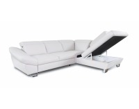 Rohová sedačka s rozkladom a úložným priestorom Denver P - sivá / chróm