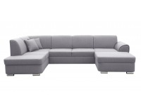 Rohová sedačka U s rozkladom Dolores U L - svetlosivá / chróm