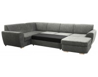 Rohová sedačka U s rozkladom a úložným priestorom Dotti-U L - sivá / buk