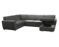 Rohová sedačka U s rozkladom a úložným priestorom Dotti-U L - sivá / buk