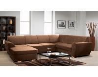 Rohová sedačka U s rozkladom a úložným priestorom Dotti-U P - hnedá / buk