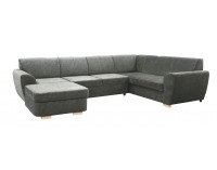 Rohová sedačka U s rozkladom a úložným priestorom Dotti-U P - sivá / buk