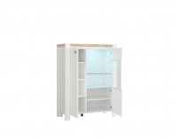 Vitrína s osvetlením Dreviso REG1D1W/95/123 - biela / dub westminster