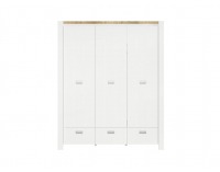 Šatníková skriňa Dreviso SZF3D3S - biela / dub westminster