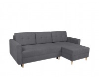 Rohová sedačka s rozkladom Feliz Lux L/P - sivá / drevo (TX002)