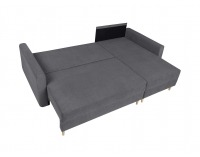 Rohová sedačka s rozkladom Feliz Lux L/P - sivá / drevo (TX002)