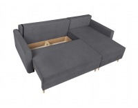 Rohová sedačka s rozkladom Feliz Lux L/P - sivá / drevo (TX002)