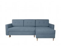 Rohová sedačka s rozkladom Feliz Lux L/P - tyrkysová / drevo (TX002)