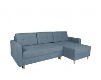 Rohová sedačka s rozkladom Feliz Lux L/P - tyrkysová / drevo (TX002)