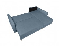 Rohová sedačka s rozkladom Feliz Lux L/P - tyrkysová / drevo (TX002)