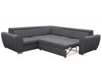 Rohová sedačka s rozkladom a úložným priestorom Grenade L - sivá / chróm