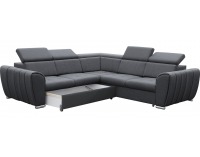 Rohová sedačka s rozkladom a úložným priestorom Grenade L - sivá / chróm
