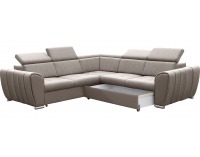 Rohová sedačka s rozkladom a úložným priestorom Grenade P - béžová / chróm