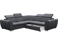 Rohová sedačka s rozkladom a úložným priestorom Grenade P - sivá / chróm
