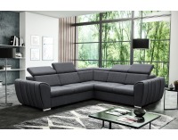 Rohová sedačka s rozkladom a úložným priestorom Grenade P - sivá / chróm