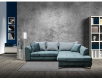 Rohová sedačka s rozkladom a úložným priestorom Gusto P - zelená / modrá / čierna