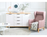 Komoda Haga KOM2D4S - biela canadian / dub poľský