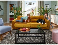 Pohovka s rozkladom a úložným priestorom Hampton Lux - žltá / wenge